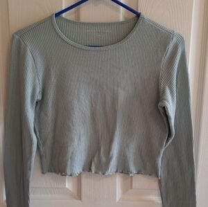 American Eagle Teal Long Sleeve Crop Top